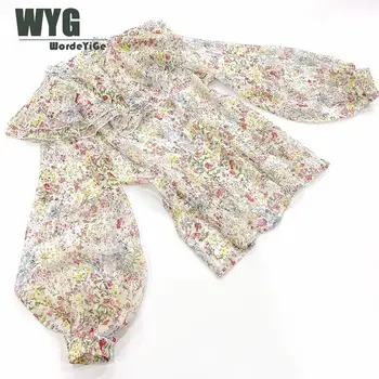 

Top Quality 100% Natural Georgi Silk Blouses Women 2020 Spring Newest Fashion Lantern Sleeve Floral Blouses and Tops
