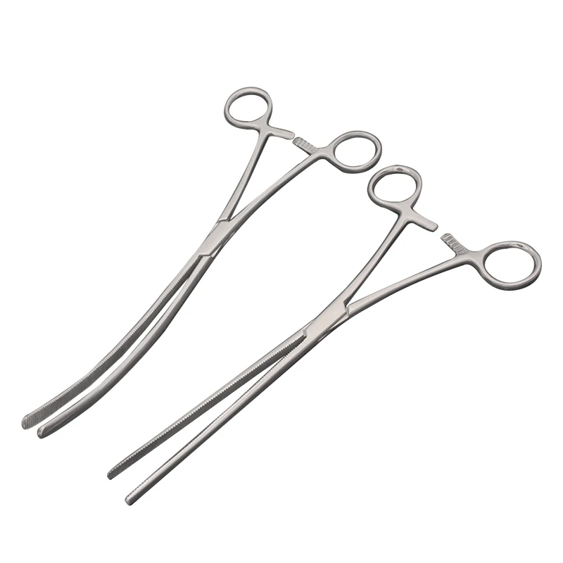 

Stainless Steel Bowel Clamps Intestinal Forceps Straight Curved 16.5cm/22cm/25cm Veterinary Medical Surgical Instruments
