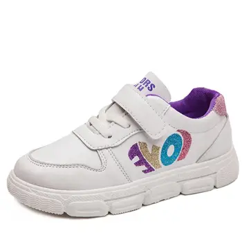 

Girls Shoes Kids White Sneakers Casual School Princess Shoes Spring Breathable Leather Fashion Sequin Children Flat Sport Shoes