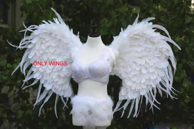 only wings Чистый ручной работы с белыми ангельскими крыльями женщин танец для свадьбы, помолвки хороший деко реквизит сексуальный бюстгальтер с перьями шорты косплей костюм - Цвет: only wings