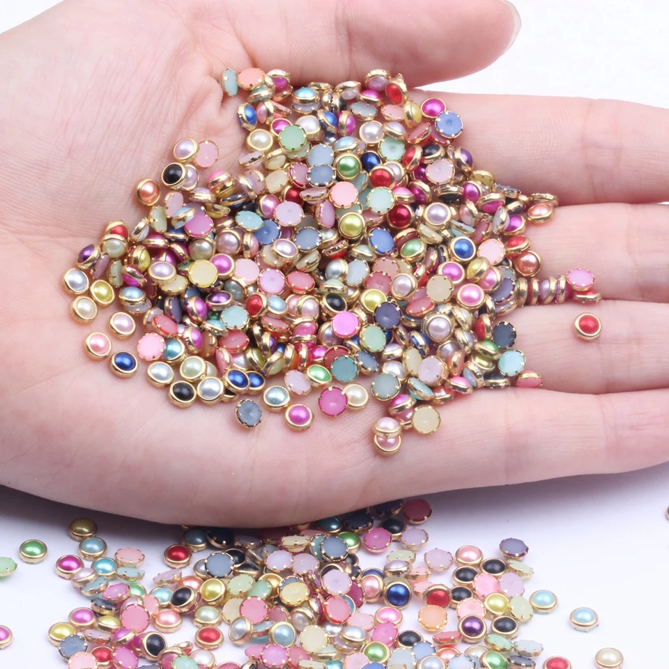  4 Boxes Flatback Rhinestones and Pearls Nail Charms for  Acrylics - Crystals, Half Rounds, and Accessories for DIY Nail Art Decor :  Beauty & Personal Care