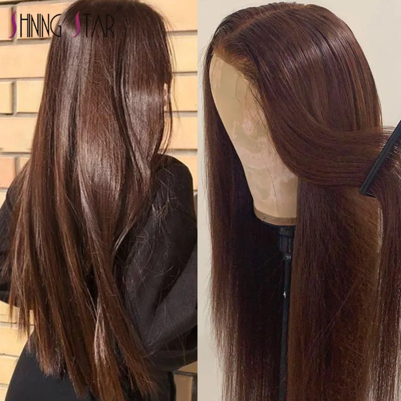 

Silk Brown Lace Front Wig Straight Human Hair Wigs For Women Colored Red Brown Human Hair Lace Front Wigs Brazilian Hair Remy