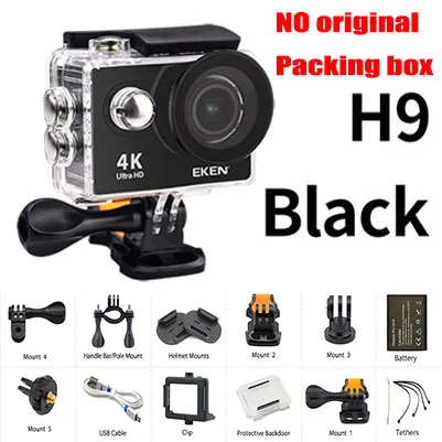 Оригинальная Экшн-камера eken H9 H9R Ultra FHD 4K 25fps 1080P 60fps WiFi 2," 170D mini go подводный водонепроницаемый шлем Спортивная камера - Цвет: H9 Black