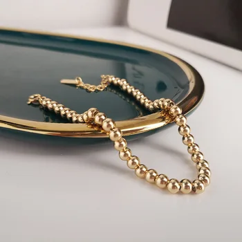 

Amaiyllis s925 Sterling Silver Gold 4mm Hollow Beads Adjustable Bracelet For Female Wild Silver Bracelet jewelry