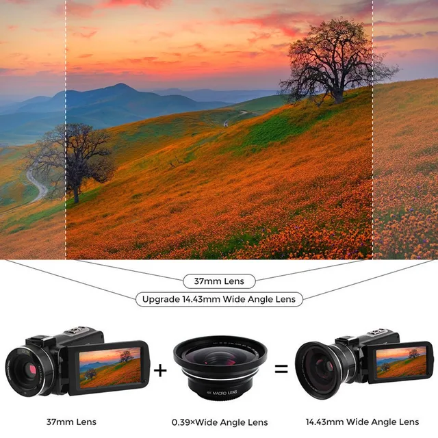 Professional 37mm Macro+72mm Wide Angle Lens 0.39X Full HD for 4K Camcorder 2