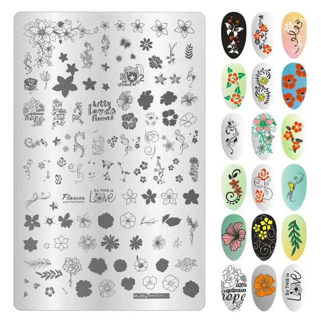Big Size 9.5*14.5cm Nail Stamping Plates Flower/geometric shaped nail art template for DIY nail art decoration plate tools PLUS15
