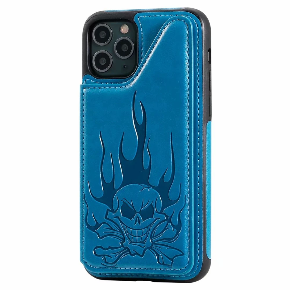 Cartoon skull Leather Case for iphone SE 2020 XR 7 8 6 6S Plus X XR XS 11 Pro Max Wallet Flip Multi Card Holder Case Cover Coque 