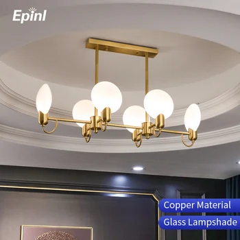 

Epinl American Light Luxury Simple Copper Lamp Living Room Chandelier Modern Bedroom Lamp Northern Dining Room Lamp
