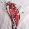 NEW Designer Pleated Square Imitated Silk Scarf For Women Floral Classy Chic Ladies Scarves Travel Neck Scarf Kerchief Bandana 1