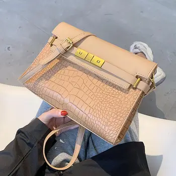 

Crocodile pattern Square Crossbody bag 2020 Fashion New Quality PU Leather Women's Designer Handbag Lock Shoulder Messenger Bag