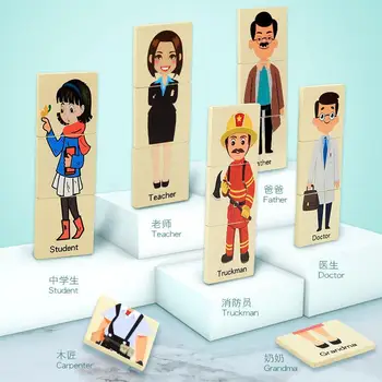 

36pcs Wooden Character Matching Puzzles Toy Parent-child Interaction Closely United Wisdom Development Educational Toys