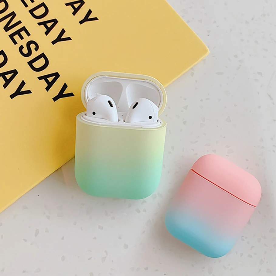 Чехол для AirPods с градиентом цвета радуги защитный жесткий чехол Bluetooth