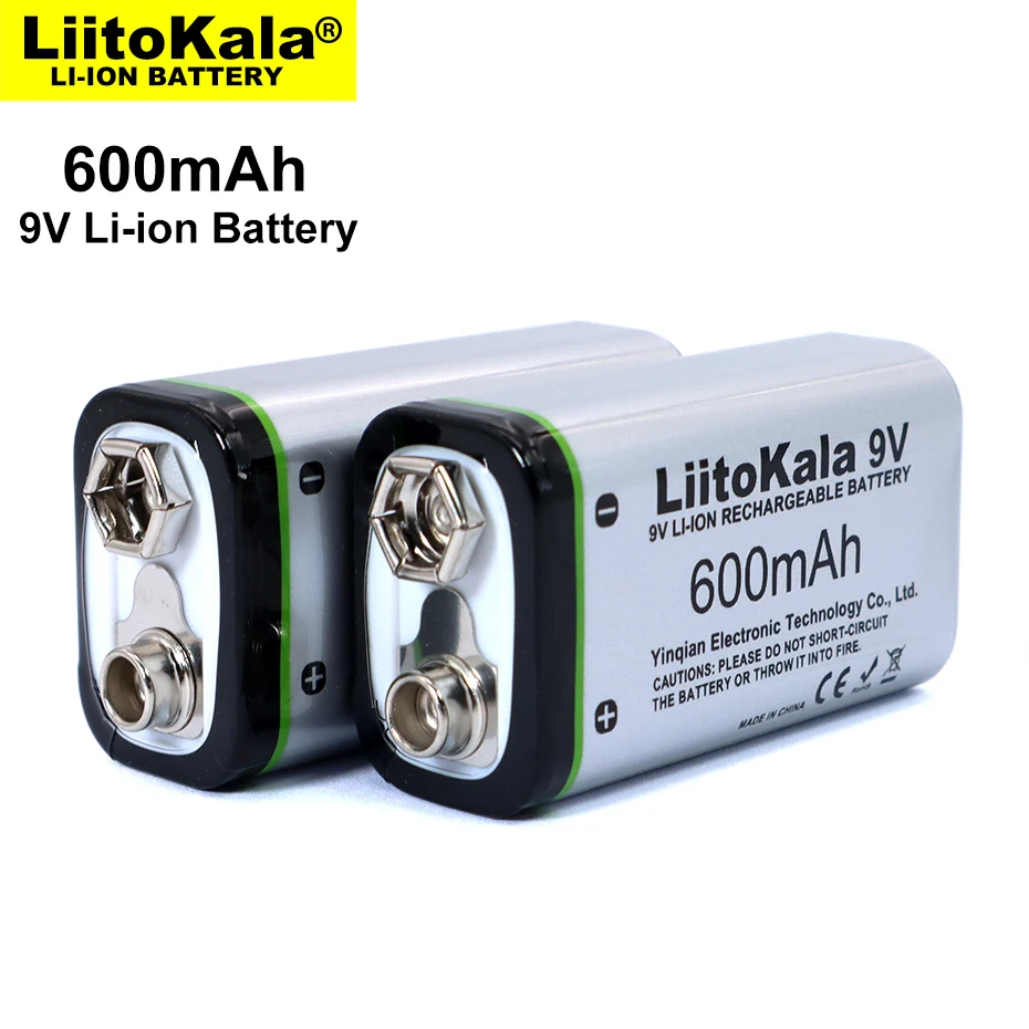 1-8 шт. LiitoKala 600 мАч 9 В литий-ионная батарея 6F22 в перезаряжаемая для микрофона
