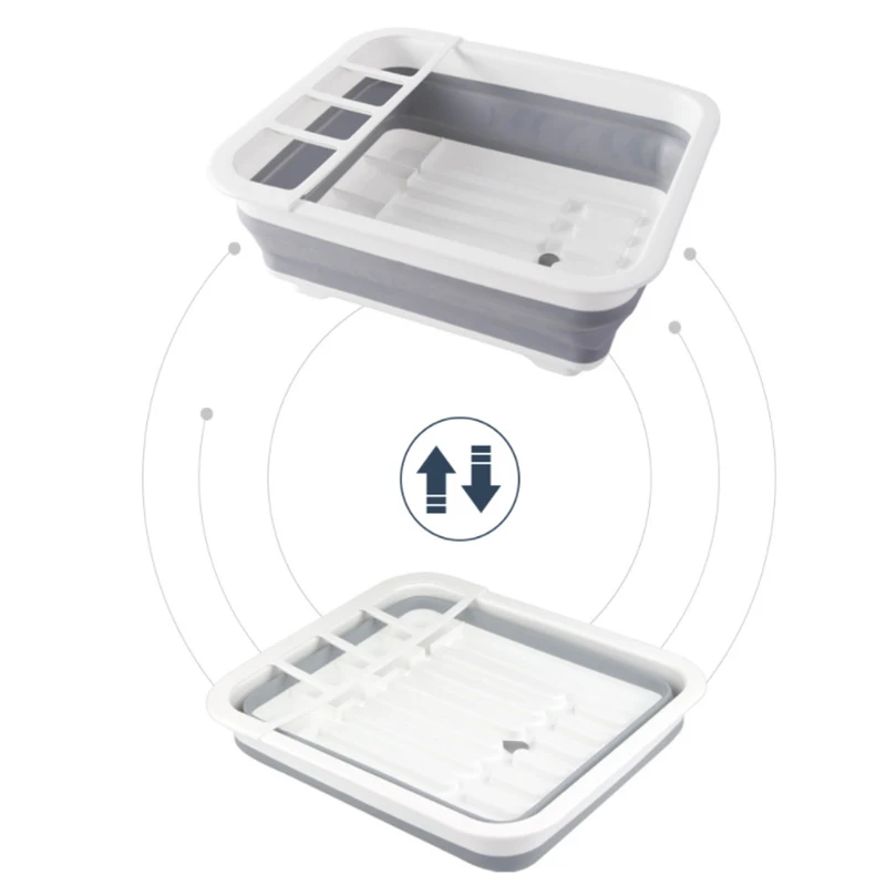 Camping Car Foldable Tableware Rack Portable Dish Rack TPR Bowl Sink Design