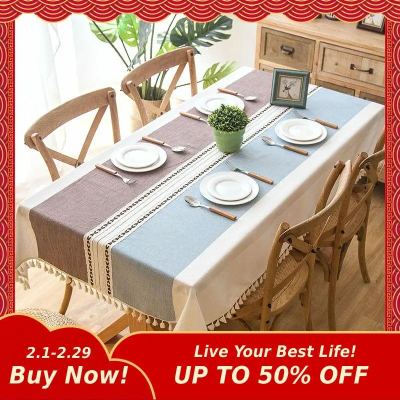  Modern Decorative Table Cloth Tassel Iace Rectangle Tablecloth Home Kitchen Table Cloths Party Banq