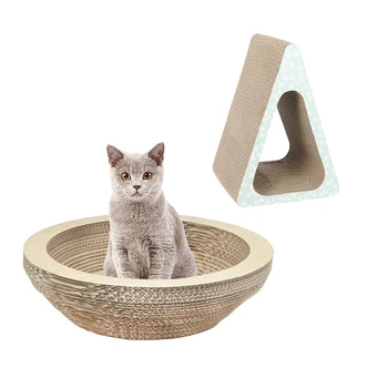 

2 Pcs Cat Scratching Lounge Board Corrugated Cardboard Scratcher Cat Scratch Pad Post, 36X3.5X9.5Cm & 26X23.5X36.5Cm