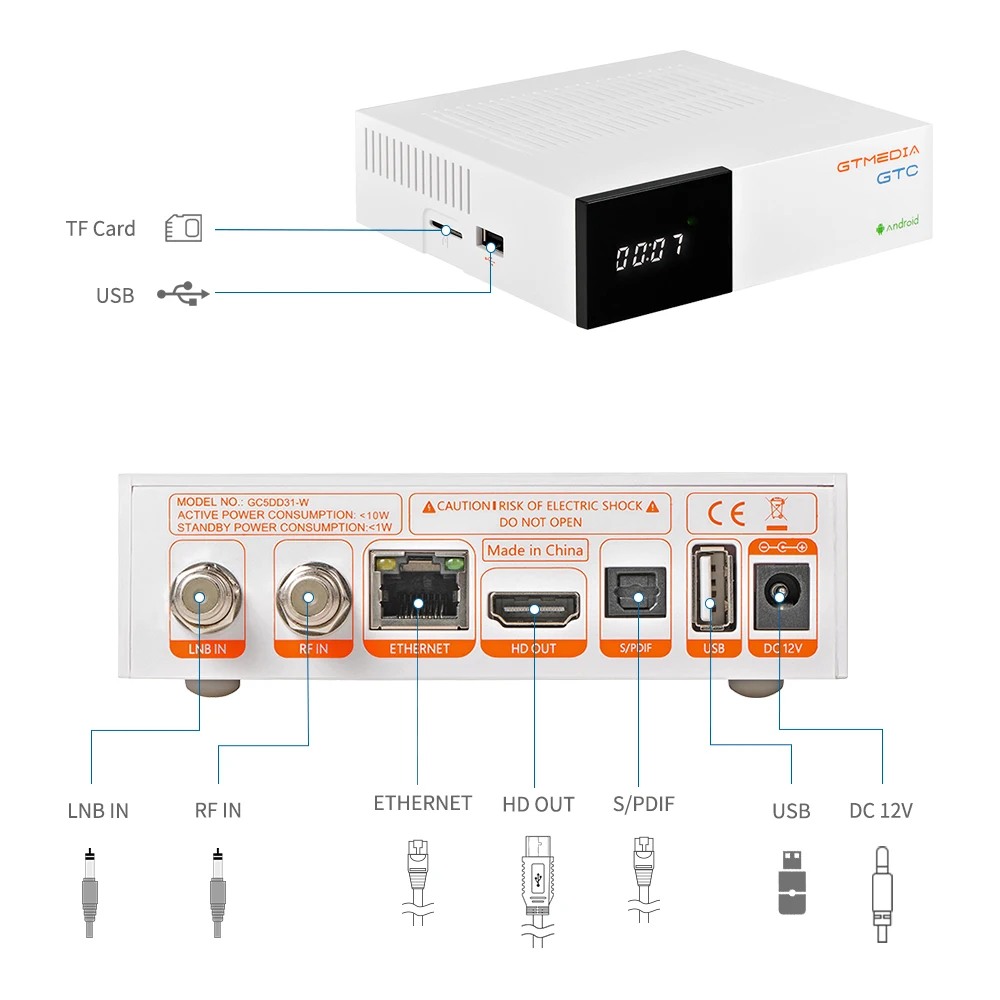 GTmedia GTC цифра спутниковый телевизионный ресивер DVB S2 C T2 ISDB T Amlogic S905D android 6 0