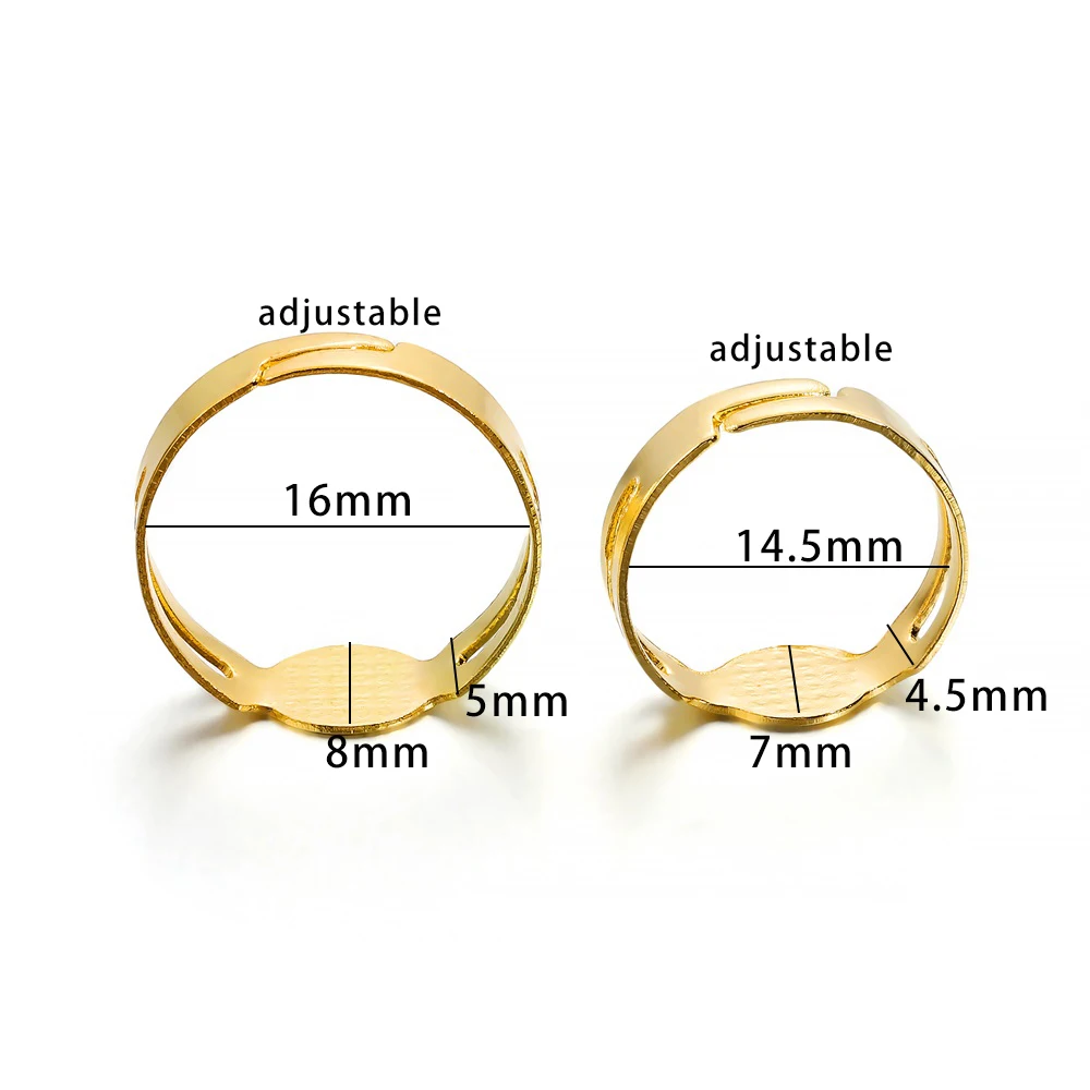 Gold Plated Adjustable Ring Settings for DIY Jewelry Making - 40 Pieces