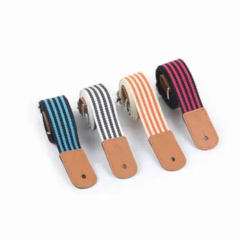 

Adjustable Guitar Cotton Strap Hawaii Ukulele Shoulder Strap Stripe PU Belt A69A