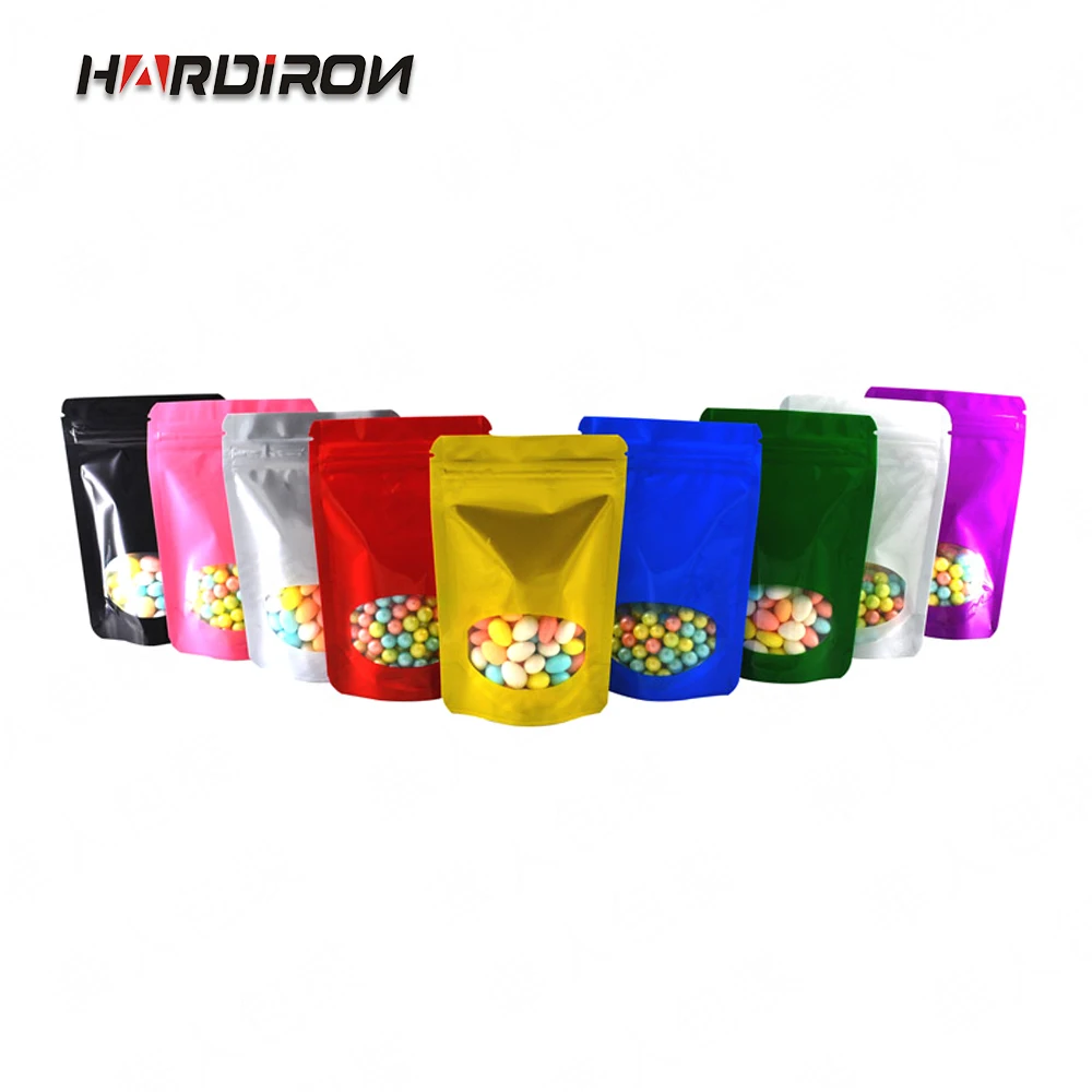 

HARDIRON Colored Aluminum Foil Stand Up Zipper Lock Bag Reclosable Storage Bag With Transparent Window Sealed Packaging Bag