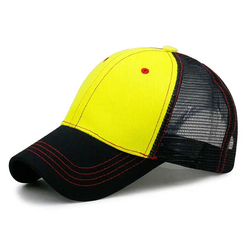 Black and yellow Кепка мужская летняя кепка для бейсбола твердая Snapback кепка хип хоп дышащая сетчатая шляпа Женская Повседневная шляпа от солнца папа дропшиппинг - Цвет: Black and yellow