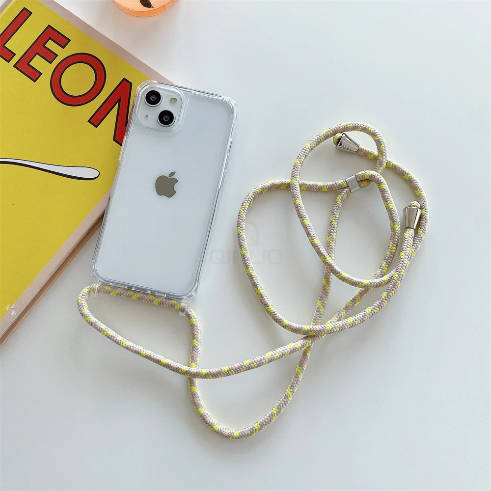 iphone 11 wallet case Crossbody Necklace Cord Lanyard Transparent Case For iPhone 13 12 11 Pro Max Mini 7 8 Plus X XR XS SE 2020 Strap Hang Rope Cover cheap iphone 11 cases