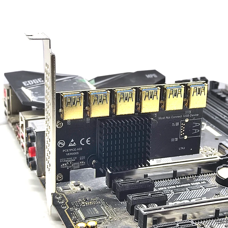 Carte Riser PCI-E 1x à 4x JMT - Adaptateur 1 Vers 4 Fentes PCIe USB 3.0 Pour Minage Crypto (GPU, BTC)