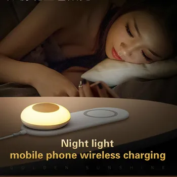 

Fast Wireless Charger Pad Night Lamp 3 In 1 For iPhone 8 Plus X Samsung Android Micro Type C Mushroom Light Qi Wireless Charging