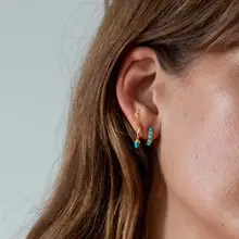 Позолоченные Великолепные женские модные 925 стерлингового серебра Мини Маленькие Huggie Hoop с опалом остроises остроконечные серьги ювелирные изделия Vermeil