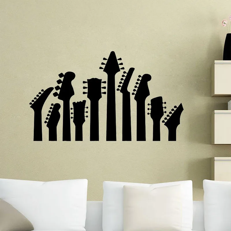 Guitars Wall Decal Heavy Metal Rock Music Instrument Wall Stickers Teen