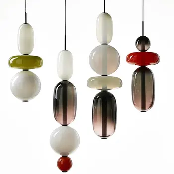 

Nordic Creative Personality Glass Ball Led Pendant Lamp Bedside Bar Cafe Hanging Lights Candy Cartoon Home Decor Pendant Lights