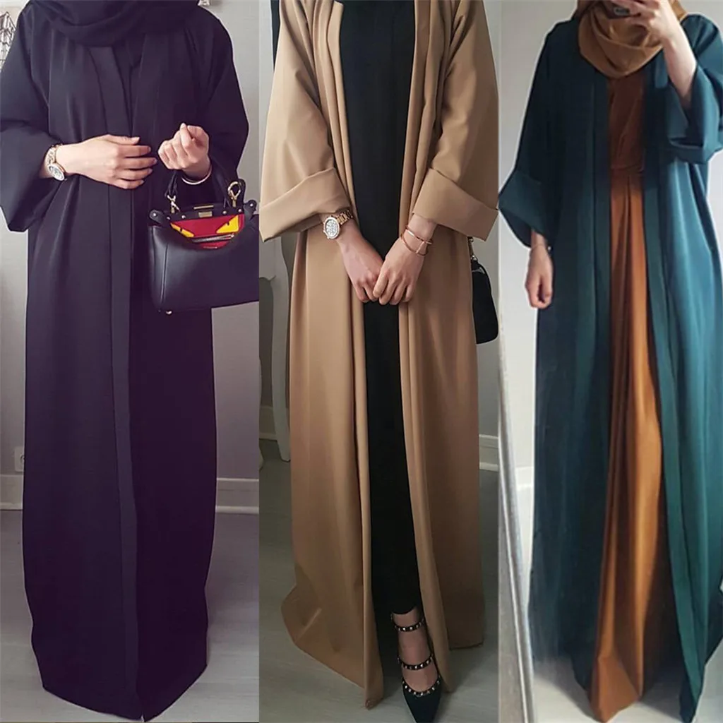 KLV Abayas женская мусульманская одежда однотонные модные бандажные платья Хиджаб Макси мусульманское длинное платье для девочки Бангладеш Дубай, Турция Халат