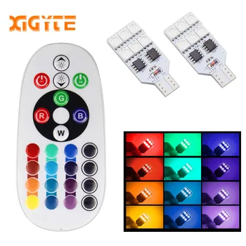 

2pcs T10 5050 SMD LED Light Bulb RGB Car Reading Wedge Side Light 12V LED Lamp Bulb Remote Controller 6 SMD 12 SMD Car styling