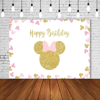 

pink glitter happy birthday backdrop kids girl 1st birthday party baby shower photo background wall table Decor banner SM-600