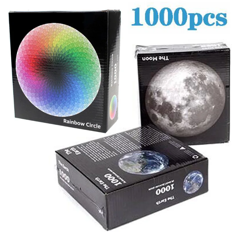 

1000 pcs/set Colorful Rainbow Round Geometrical Photo Puzzle Adult Kids DIY Educational Reduce Stress Toy Jigsaw Puzzle Paper