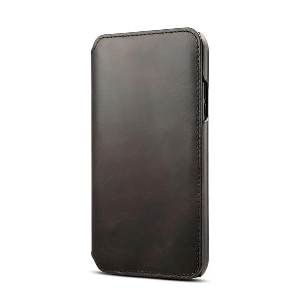 Black Роскошный чехол для телефона из натуральной кожи для iPhone XSMAX, XR, XS, X, 8, 7, 6, 6S Plus, флип-кошелек, слот для карт, задняя крышка для iPhone 11 Pro MAX - Цвет: Black