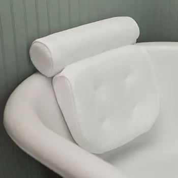 

Bath Tub Spa Pillow Cushion 3D Mesh Spa Non-Slip Cushioned Bathtub Head Rest Pillow With Suction Cups Neck Back Shoulder Support