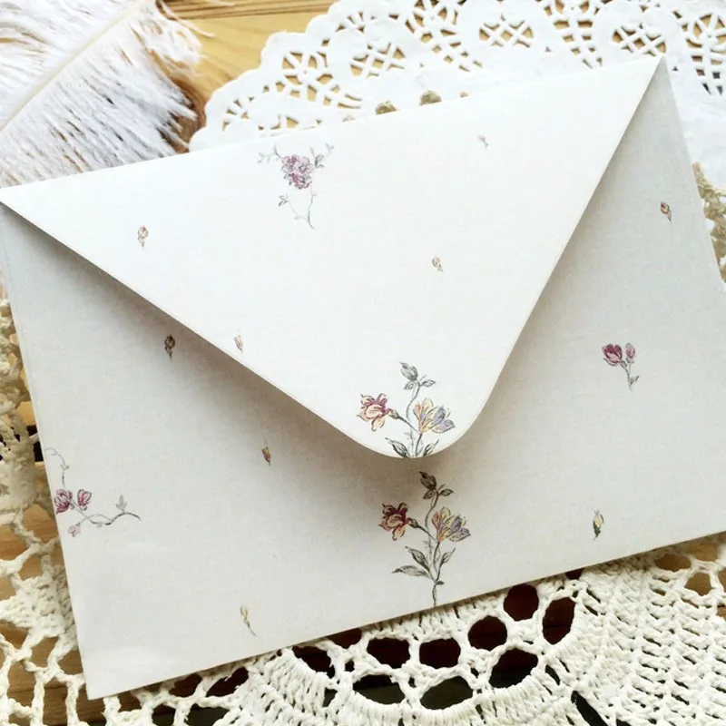 Sobres florales elegantes, papel con letras, papelería fresca, invitación para Día de San Valentín, 10 Uds.