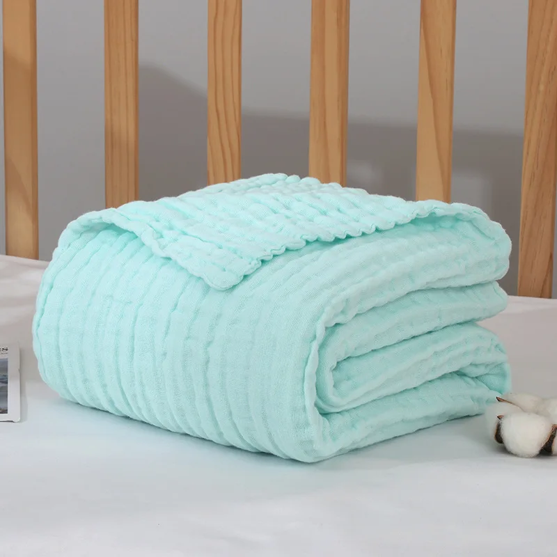 Детское одеяло для новорожденных, детское одеяло для новорожденных, зимнее муслиновое одеяло с квадратами для ванной, пеленки из хлопка для малышей, 6 слоев - Цвет: Green