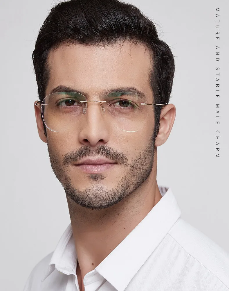 Pilot Ultra-light Men Glasses Frames Rimless Eyeglasses Optical Business Eyewear Prescription Titanium Alloy Light Handsome
