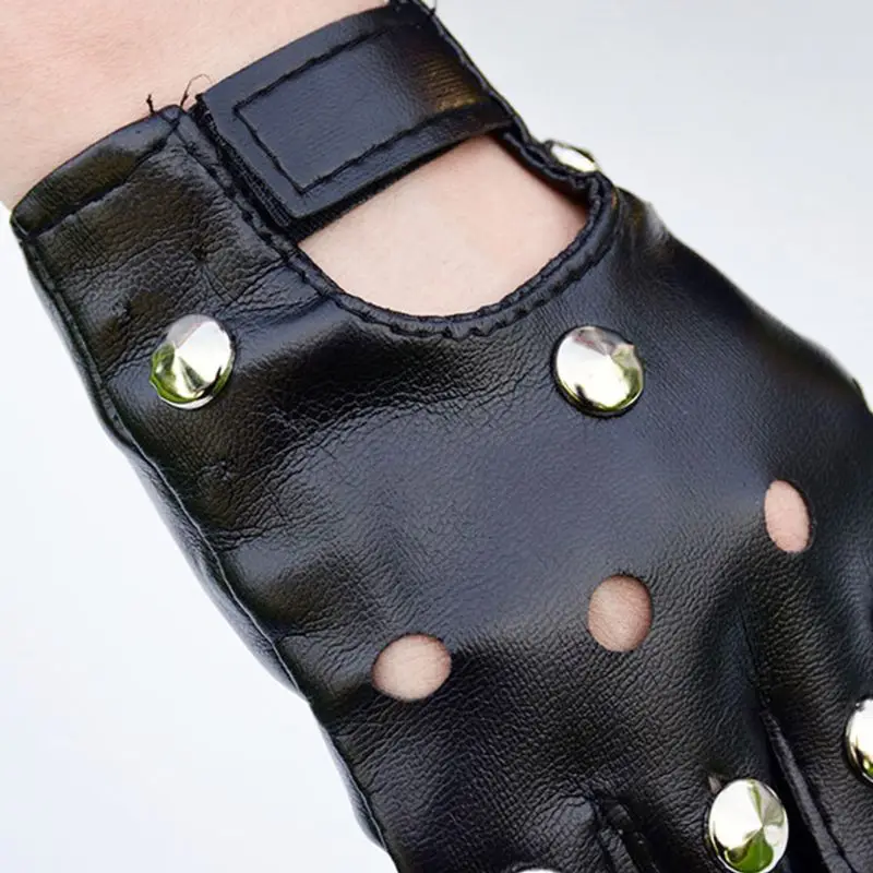 Модные мужские перчатки из искусственной кожи с открытыми пальцами, театральные перчатки в стиле панк, хип-хоп, Вечерние перчатки без пальцев
