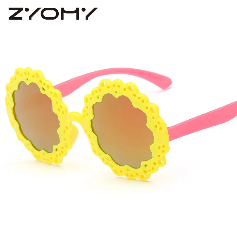 

FloaTing Color Film Lenses Kids Sunglasses Gafas Prevent Bask Glasses UV400 Brand Designer Children Eyewear Cute Flower Shape