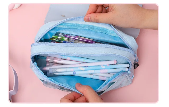 Cherry Blossom Sakura Double Zipper Large-Capacity School Student Portable  Stationery Coin Purse Bag - AliExpress