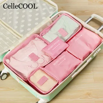 

high quality 6PCs/Set Travel Bag For Clothes Functional Luggage Organizer High Capacity Mesh Packing Travel Accessories