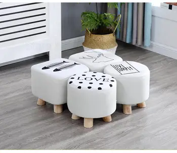 

Cloth Stool Fashion Home Adult Living Room Stool Sofa Stool Solid Wood Stool Small Bench Bench Small Block
