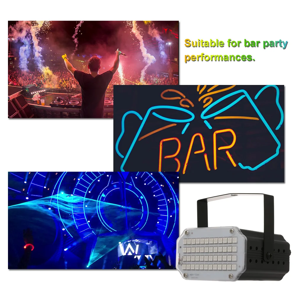 

48 LED DJ Disco Light Effects Stage Party lights Strobe Disco Lamp with Remote / Voice Controll for Festival Party Strobe Light