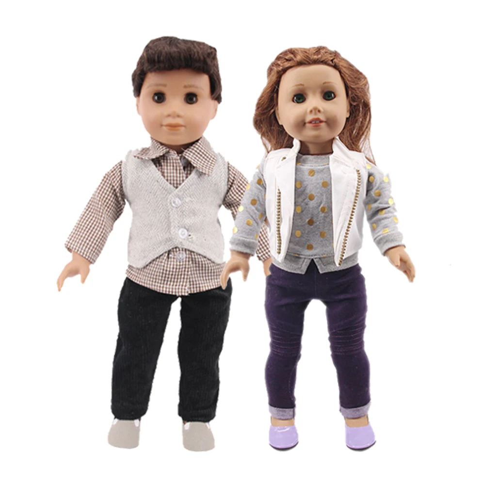 Doll Clothes Couple Suit T-Shirt Jacket And Trousers Fit For 18Inch Girl Doll Logan Boy And 43cm Baby Doll Accessories,Gift Toys