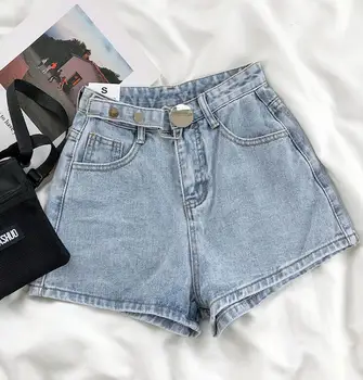 

Temperament Retro Light Blue High Waist Loose Wide Leg Denim Shorts