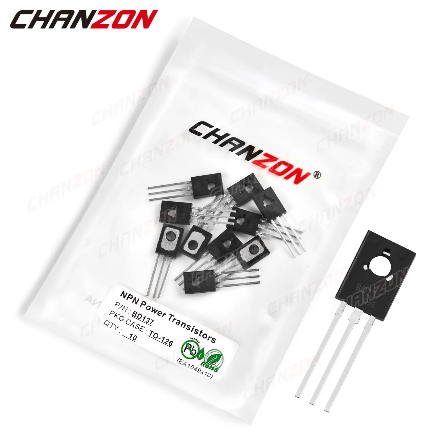 Transistor de voltaje de alta potencia BD137 TO 126 NPN, Unión Bipolar