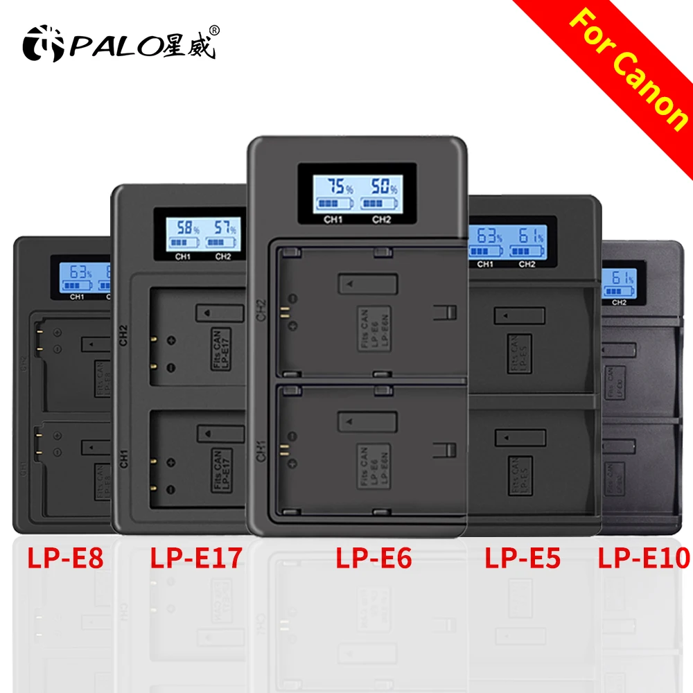 Canon Lp-E6 Lp-E8 Lp-E10 Lp-E17 Lp E5 E6 E8 E10 E12 E17 Batteria Usb Dual Smart Charger Canon Caricatore Della Macchina Fotografica Digitale